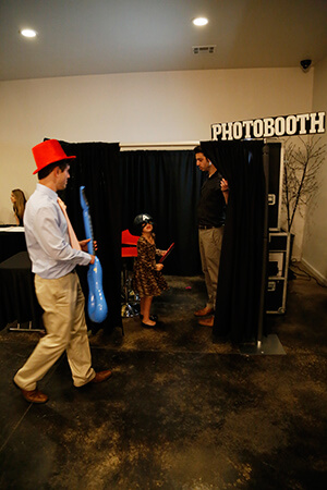 photo booth customer with props