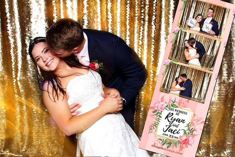 wedding photo booth of couple kissing in photo booth in luther oklahoma.