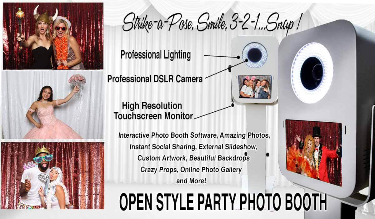 Interactive Photo Booth Software, Amazing Photos,Instant Social Sharing, External Slideshow,  Custom Artwork, Beautiful Backdrops Crazy Props, Online Photo Gallery  and More!