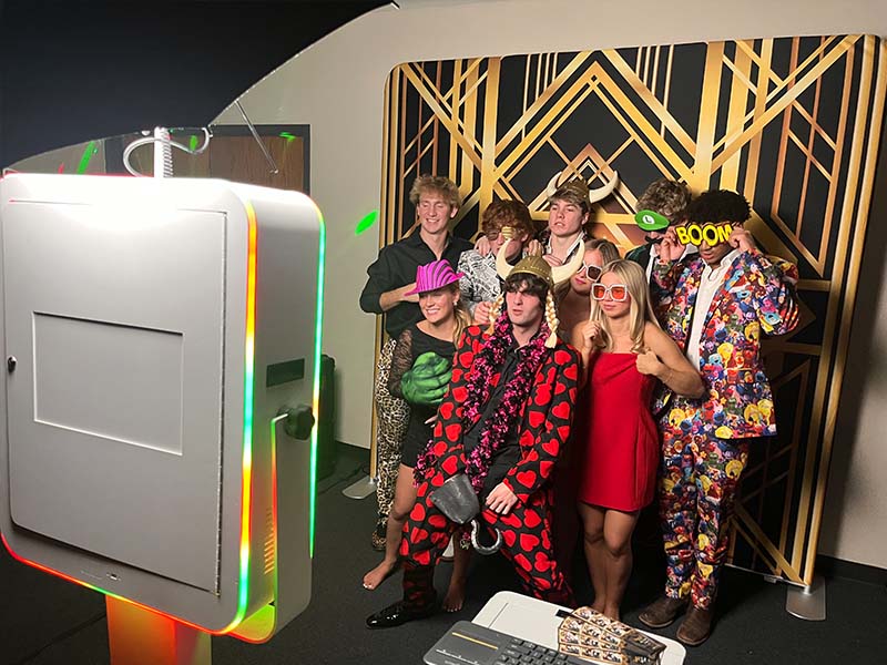 Kids pose at a prom at a school event in Edmond, Oklahoma.