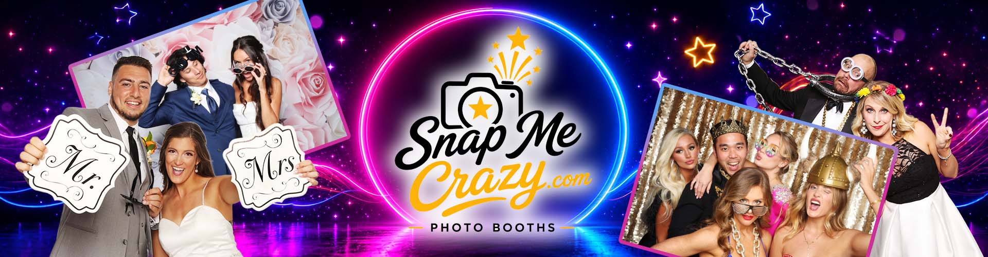 Snap Me Crazy Photo Booths offers photo booths for your wedding, event or party! Crazy props, slideshow, online gallery, social media uploads, scrapbook, gifs, animations, and more.